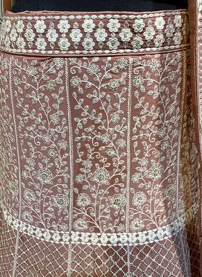 Pink Embroidered Georgette Semi Stitched Lehenga 4
