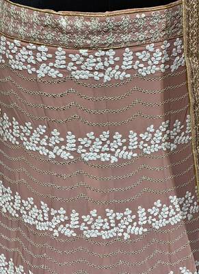 Pink Embroidered Georgette Semi Stitched Lehenga 4