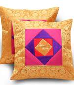 Floral Booti Design 2Pc. Golden Cushion Covers Set