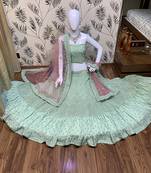 Sea-Green Embroidered Georgette Semi Stitched Lehenga