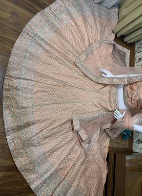 Peach Embroidered Silk Semi Stitched Lehenga 2