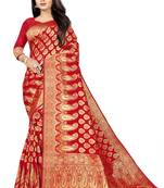 red woven art silk saree with blouse