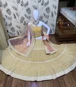 Yellow Embroidered Georgette Semi Stitched Lehenga