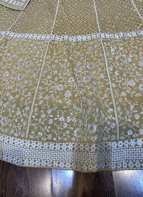 Yellow Embroidered Georgette Semi Stitched Lehenga 4