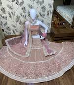 Pink Embroidered Georgette Semi Stitched Lehenga