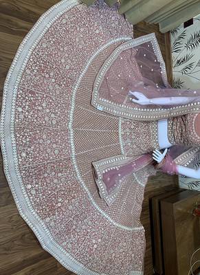 Pink Embroidered Georgette Semi Stitched Lehenga 2