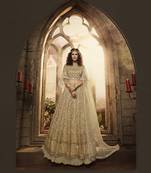 Golden Embroidered Net Semi Stitched Lehenga