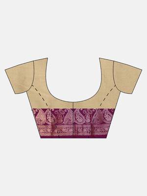 Beige woven cotton silk saree with blouse 2