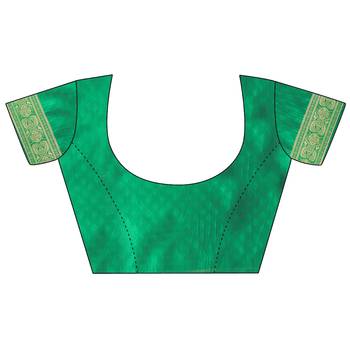 green woven art silk saree with blouse 7