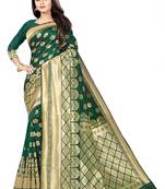 women green woven art silk saree with blouse