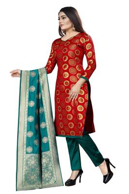 Red self design brocade salwar 2