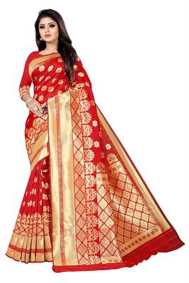 women red woven art silk saree with blouse 1
