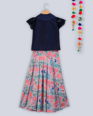 short sleeved choli with printed lehnga 6