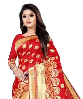 women red woven art silk saree with blouse 2