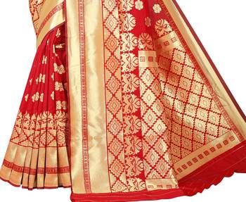 women red woven art silk saree with blouse 3