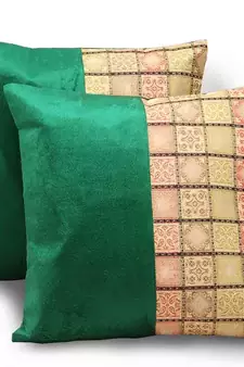 Ethnic Design 2Pc. Green Luxury Cushion Covers Set