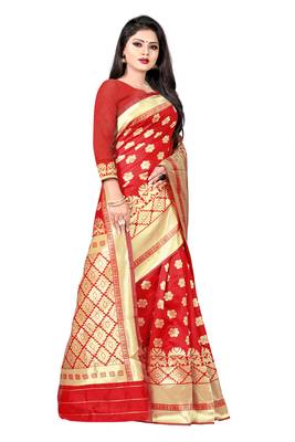 women red woven art silk saree with blouse 5