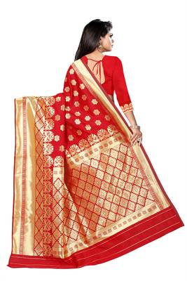 women red woven art silk saree with blouse 6