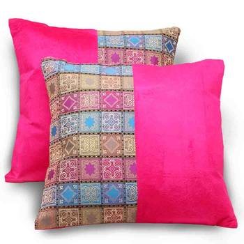 Jaipuri Decorative 2 Pc. Pink Cushion Covers Set 1