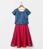 cape sleeves brocade choli with contrast lehnga