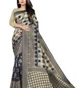 blue woven art silk saree with blouse