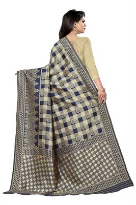 blue woven art silk saree with blouse 6