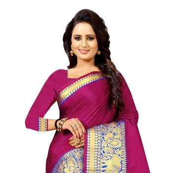 pink woven cotton silk saree with blouse 4