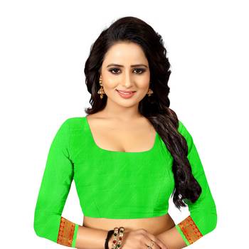 green woven cotton silk saree with blouse 6