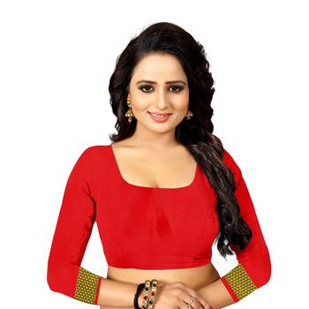 red woven cotton silk saree with blouse 6