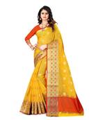 yellow woven tissue saree with blouse