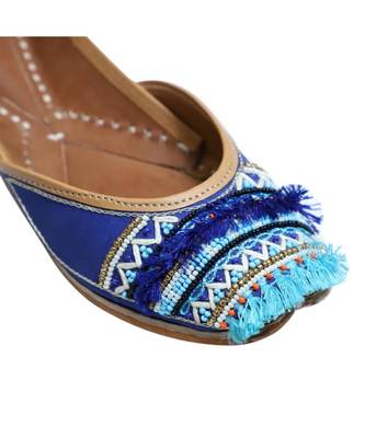 Navy Blue Bead & Thread Work Party Wear Ethnic.Jutti 4
