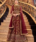 Maroon zari net salwar