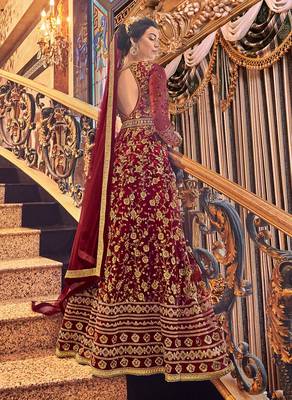 Maroon zari net salwar 2