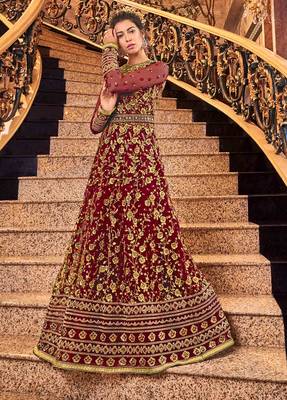 Maroon zari net salwar 4