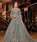 Grey embroidered net salwar