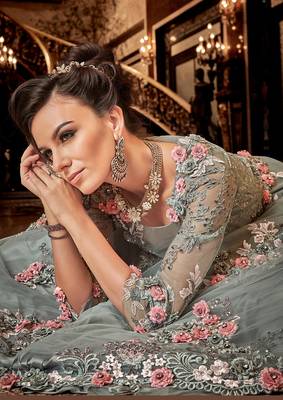 Grey embroidered net salwar 3