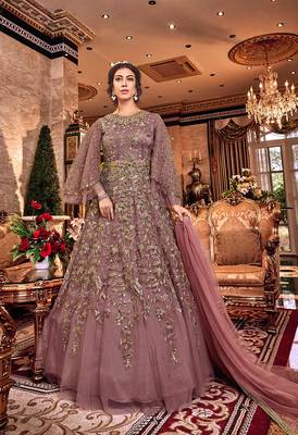 Purple embroidered net salwar 1