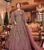 Purple embroidered net salwar