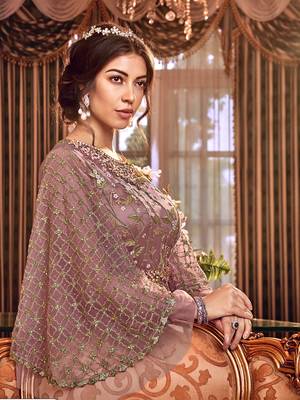 Purple embroidered net salwar 2