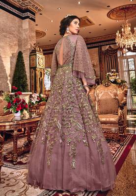 Purple embroidered net salwar 3