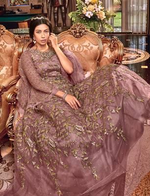 Purple embroidered net salwar 4