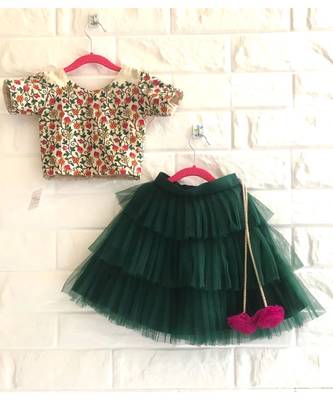 Multicolor Resham Embroidered Top With Frill Skirt 1