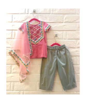 Pink And Blue Kurta Pant Set 1