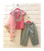 Pink And Blue Kurta Pant Set
