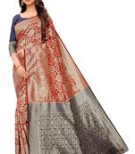 red woven art silk saree with blouse
