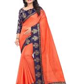 orange embroidered chanderi saree with blouse