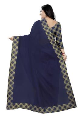 blue embroidered chanderi saree with blouse 3
