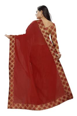red embroidered chanderi saree with blouse 3