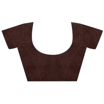 brown plain georgette saree with blouse 5