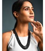 Black Gold Tone Beaded Multilayered Necklace